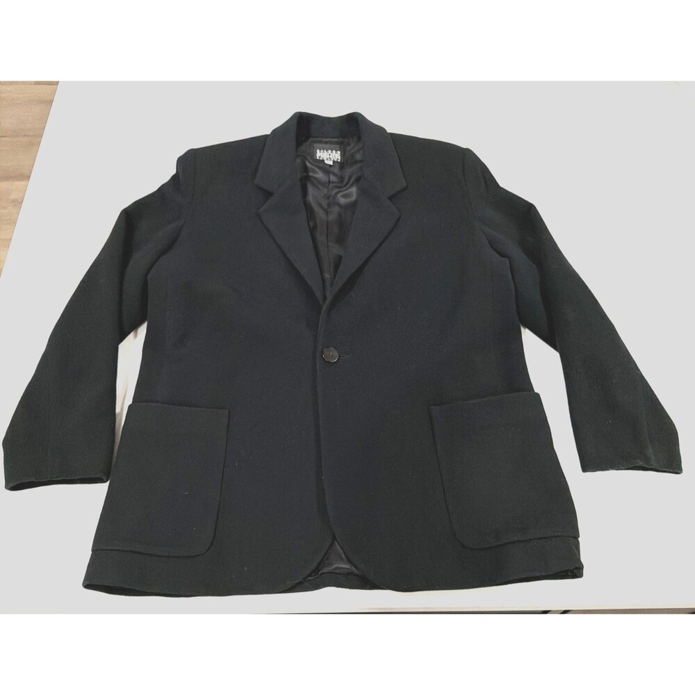 Eileen Fisher Black Wool Cashmere Angora Blazer S Minimalist Quiet Luxury